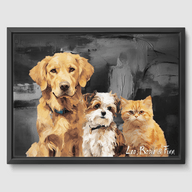 Classic Calm Charcoal Canvas One, Two or Three Pets Canvas Three 12"x16" Black