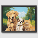 Classic Forest Canvas One, Two or Three Pets Canvas Three 12"x16" Black