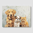 Classic Green Garden Canvas One, Two or Three Pets Canvas Three 12"x16" No Frame