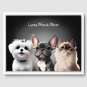 Cartoon Magical Twilight Canvas One, Two or Three Pets Canvas Three 12"x16" White