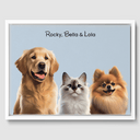 Modern Baby Blue Canvas One, Two or Three Pets Canvas Three 12"x16" White
