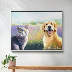 Cat and Dog Watercolor Pet Portrait