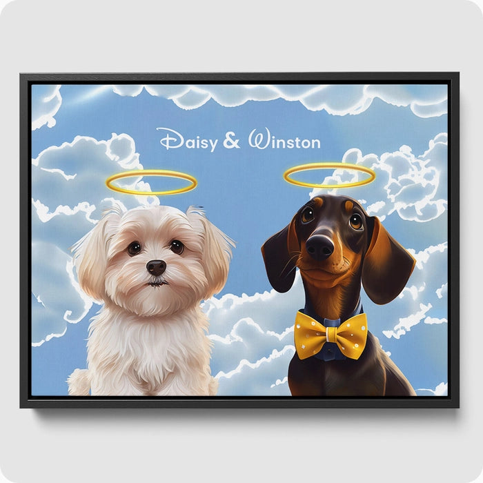 Custom Pet Portrait - 2 Pet  PetPortraits.com Memorial 12" x 16" Canvas - Elegant Black