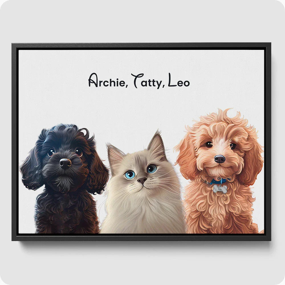 Custom Pet Memorial Portraits - Cat & Dog Remembrance Art on Canvas