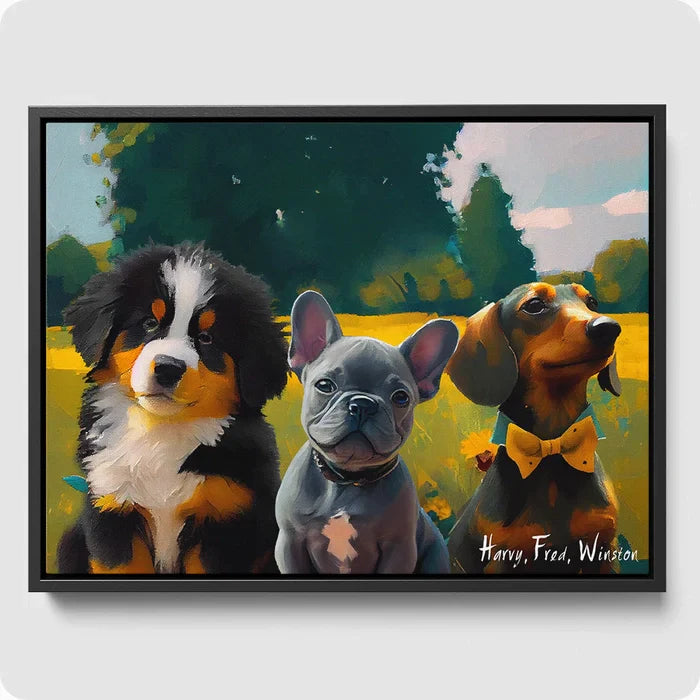 Turn Your Dog Into A Cartoon Portrait  PetPortraits.com Impressionist 3 pets 