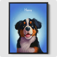 Custom Pet Portrait - 1 Pet  PetPortraits.com Magical Blue 8" x 10" Elegant Black