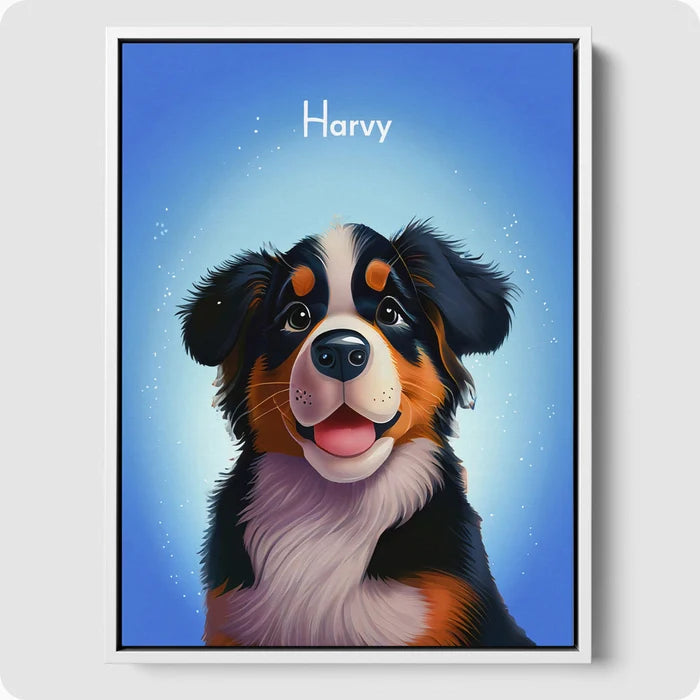 1 Pet Cartoon Custom Pet Portrait  PetPortraits.com Magical Blue 8" x 10" Sophisticated White