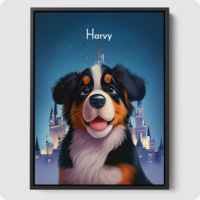 Custom Pet Portrait - 1 Pet  PetPortraits.com Fairytale Castle 8" x 10" Elegant Black