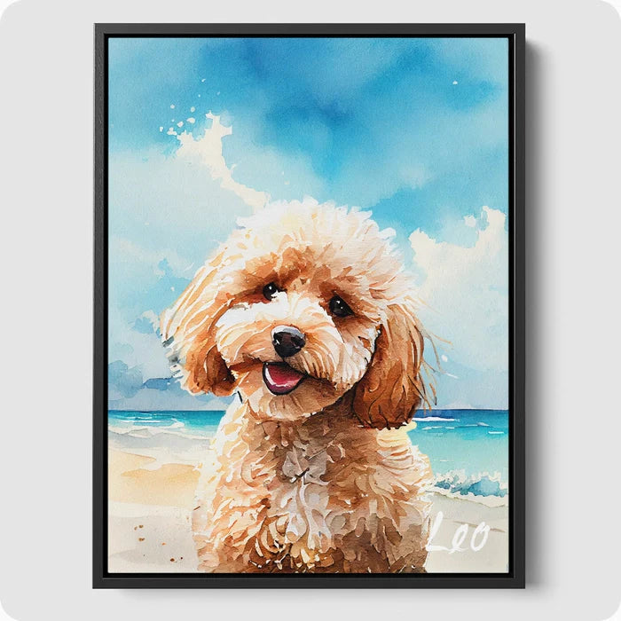 Custom Dog/Cat/Pet Portrait Cartoon Watercolor Effect Photo Paints on Canvas  with Your Uploads Wall Art for Home Decoration, Personalized Memorial Gift  for Pet Lovers