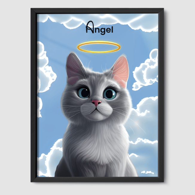 Cartoon Memorial Poster One, Two or Three Pets Poster One 8"x10" Black