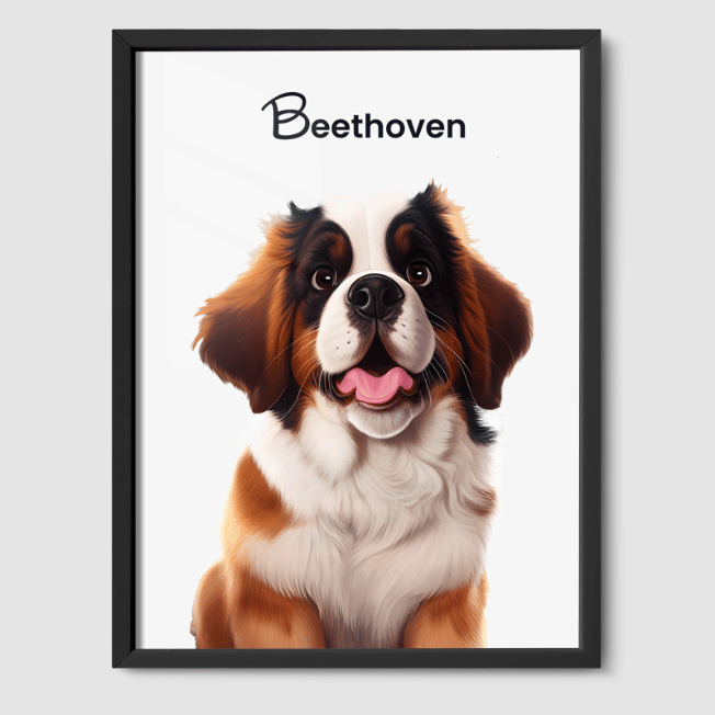 Cartoon 1 Pet Portrait  PetPortraits.com Off White 8" x 10" Poster - Black Frame