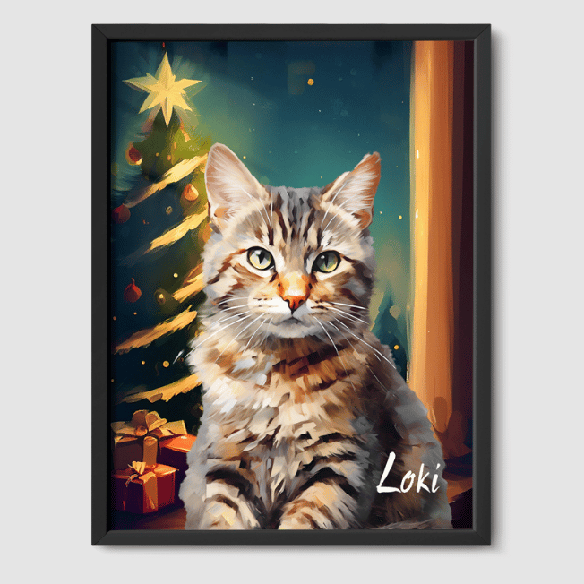 Classic 1 Pet Portrait  PetPortraits.com Christmas 8" x 10" Poster - Black Frame