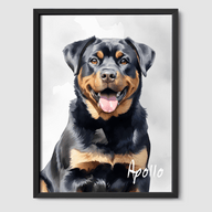 Watercolor Soft Silver Poster One, Two or Three Pets Poster One 8"x10" Black