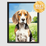Watercolor Summer Meadow Poster One, Two or Three Pets Poster One 8"x10" Black