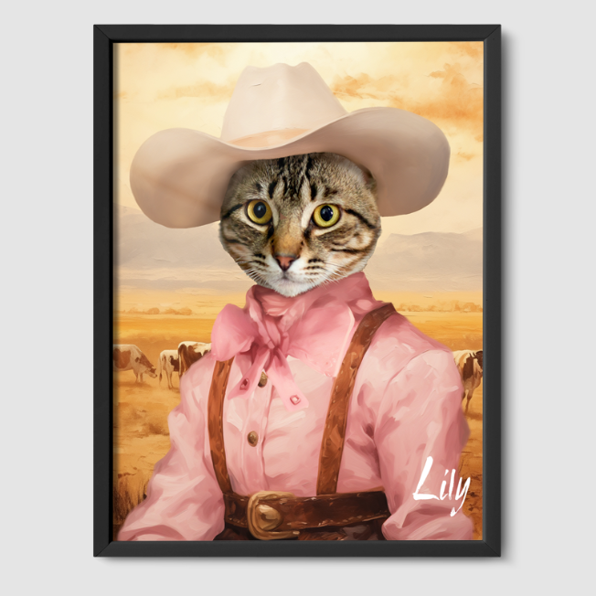 Cowgirl Limited Edition One, Two or Three Pets Poster 8"x10" Black 