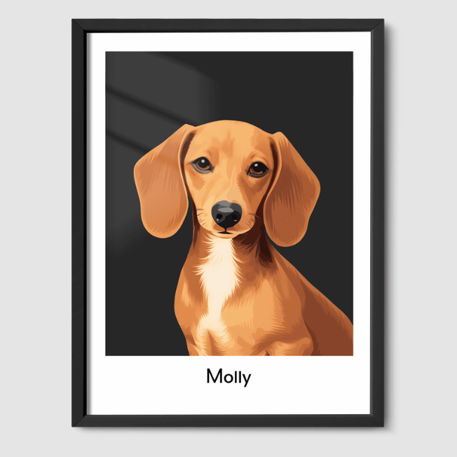 Modern 1 Pet Portrait  PetPortraits.com Calm Charcoal 8" x 10" Poster - Black Frame