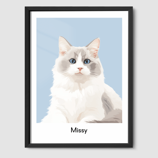 Modern 1 Pet Portrait  PetPortraits.com Baby Blue 8" x 10" Poster - Black Frame