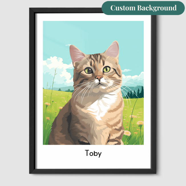 Modern 1 Pet Portrait  PetPortraits.com Custom 8" x 10" Poster - Black Frame