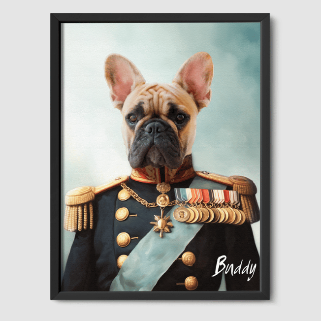 Royal Pet Portrait  PetPortraits.com The Admiral 8" x 10" Poster - Black Frame