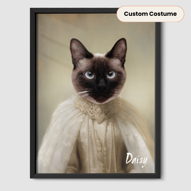 Royal Pet Portrait  PetPortraits.com Custom 8" x 10" Poster - Black Frame