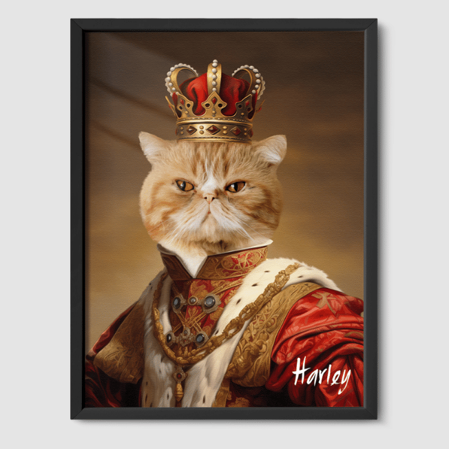 Royal Pet Portrait  PetPortraits.com The King 8" x 10" Poster - Black Frame