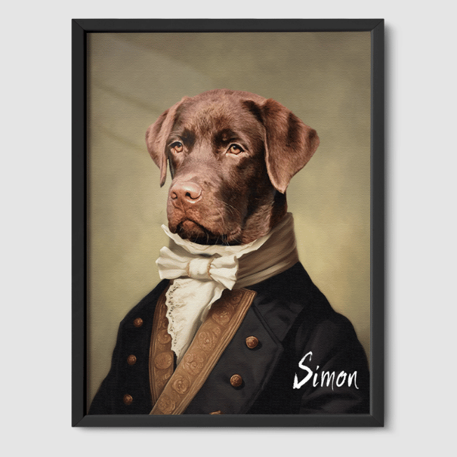 Royal Pet Portrait  PetPortraits.com The Noble 8" x 10" Poster - Black Frame