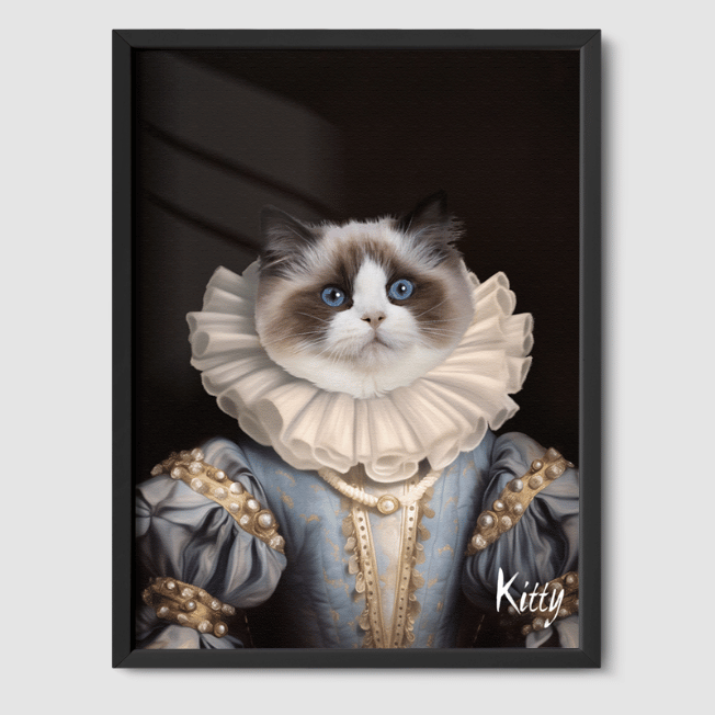 Royal Pet Portrait  PetPortraits.com The Princess 8" x 10" Poster - Black Frame