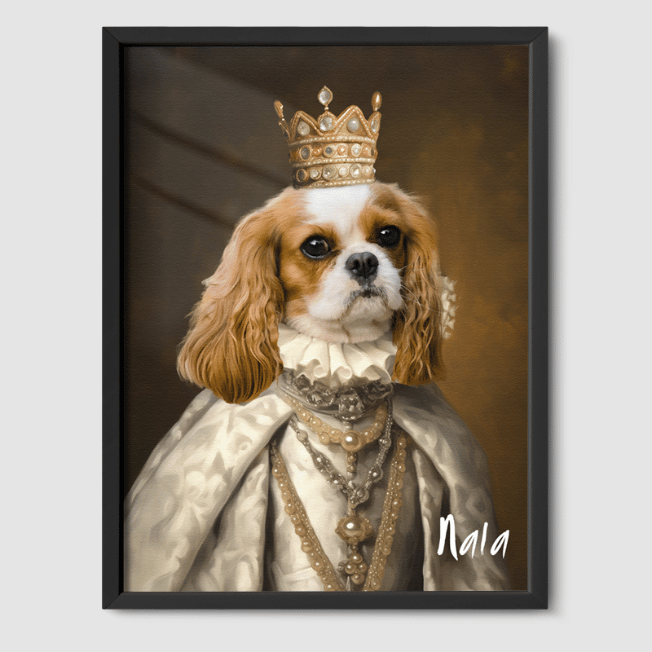 Royal Pet Portrait  PetPortraits.com The Queen 8" x 10" Poster - Black Frame