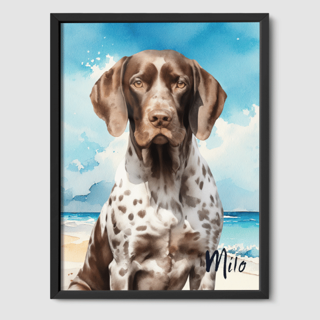Watercolor Coastal Calm Poster One, Two or Three Pets Poster One 8"x10" Black