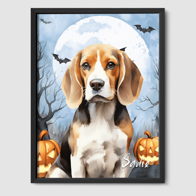 Watercolor 1 Pet Portrait  PetPortraits.com Custom 8" x 10" Poster - Black Frame