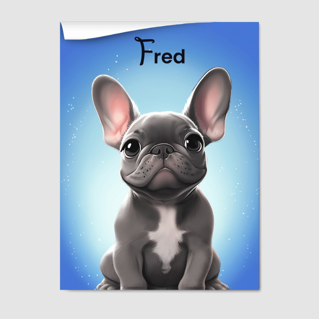 Cartoon 1 Pet Portrait  PetPortraits.com Magical Blue 8" x 10" Poster - Paper Only