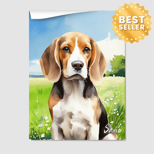 Watercolor Summer Meadow Poster One, Two or Three Pets Poster One 8"x10" Poster-Only