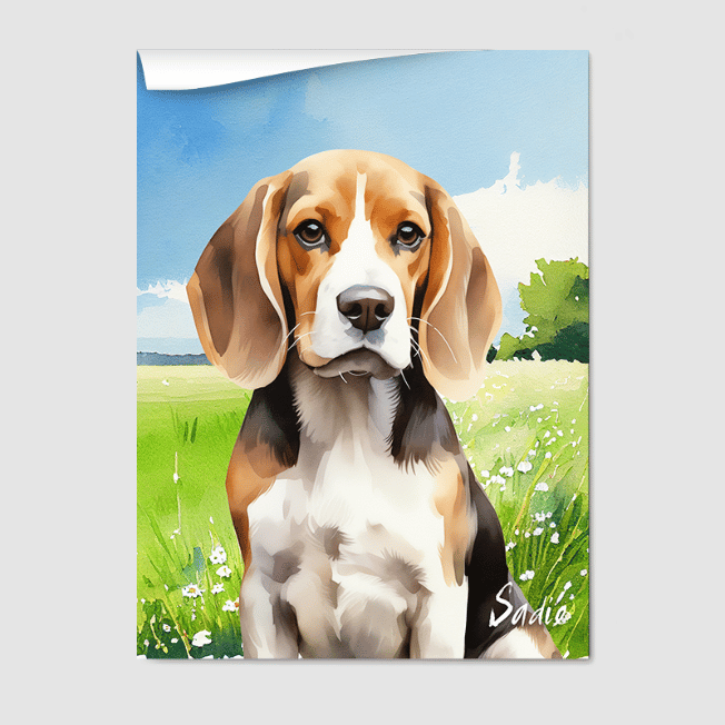 Watercolor 1 Pet Portrait  PetPortraits.com Summer Meadow 8" x 10" Poster - Paper Only