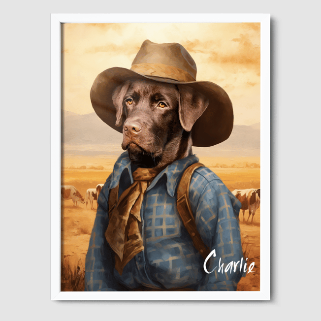 Cowboy Limited Edition One, Two or Three Pets Poster 8"x10" White 