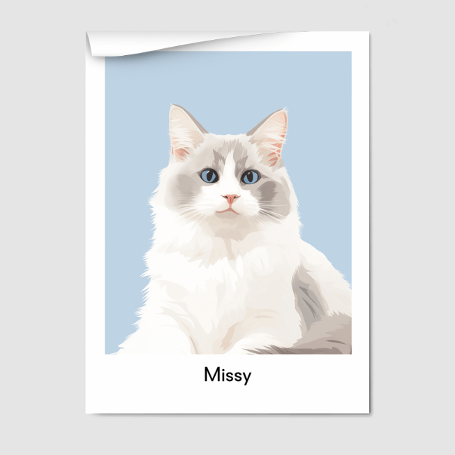 Modern 1 Pet Portrait  PetPortraits.com Baby Blue 8" x 10" Poster - Paper Only