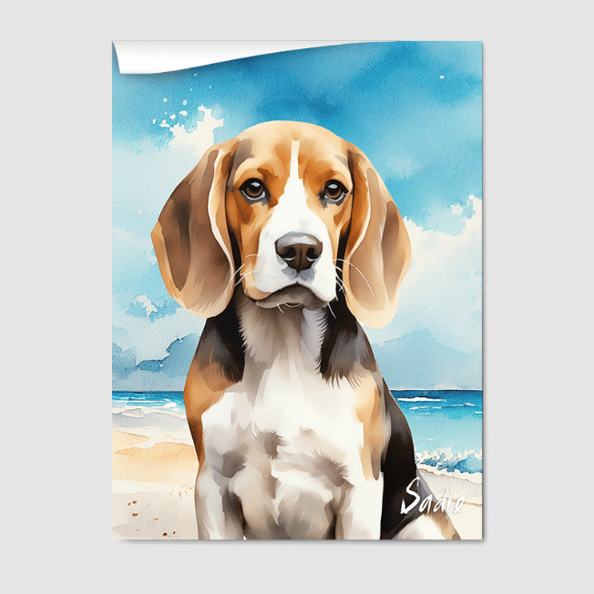 Watercolor 1 Pet Portrait  PetPortraits.com Coastal Calm 8" x 10" Poster - Paper Only