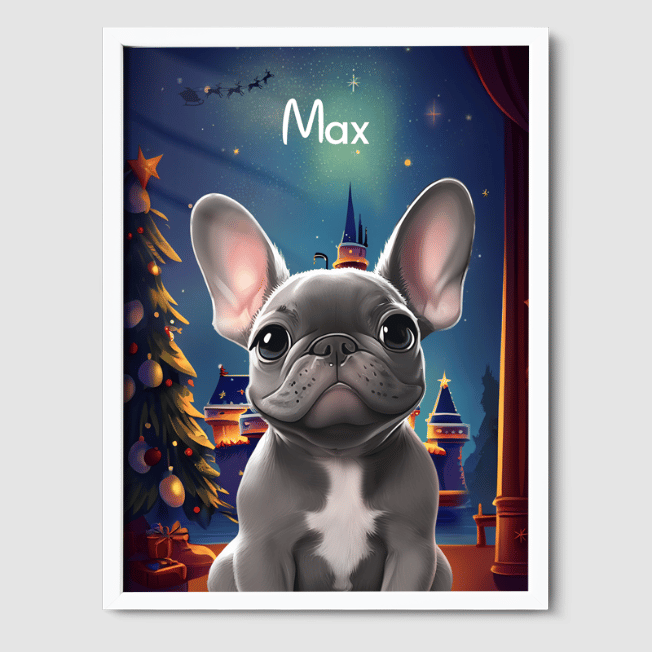 Cartoon 1 Pet Portrait  PetPortraits.com Christmas 8" x 10" Poster - White Frame