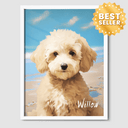Classic Bright Beach Poster One, Two or Three Pets Poster One 8"x10" White