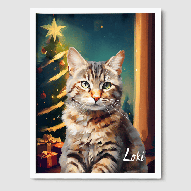 Classic 1 Pet Portrait  PetPortraits.com Christmas 8" x 10" Poster - White Frame