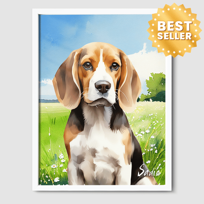 Watercolor Summer Meadow Poster One, Two or Three Pets Poster One 8"x10" White