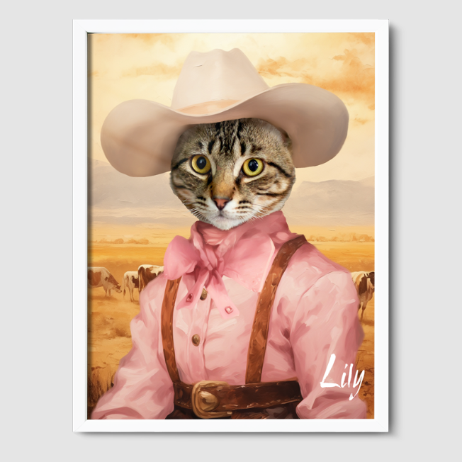 Cowgirl Limited Edition One, Two or Three Pets Poster 8"x10" White 