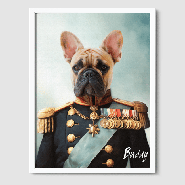 Royal Pet Portrait  PetPortraits.com The Admiral 8" x 10" Poster - White Frame