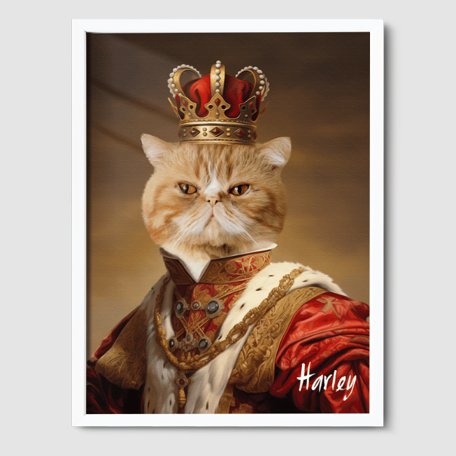 Royal Pet Portrait  PetPortraits.com The King 8" x 10" Poster - White Frame