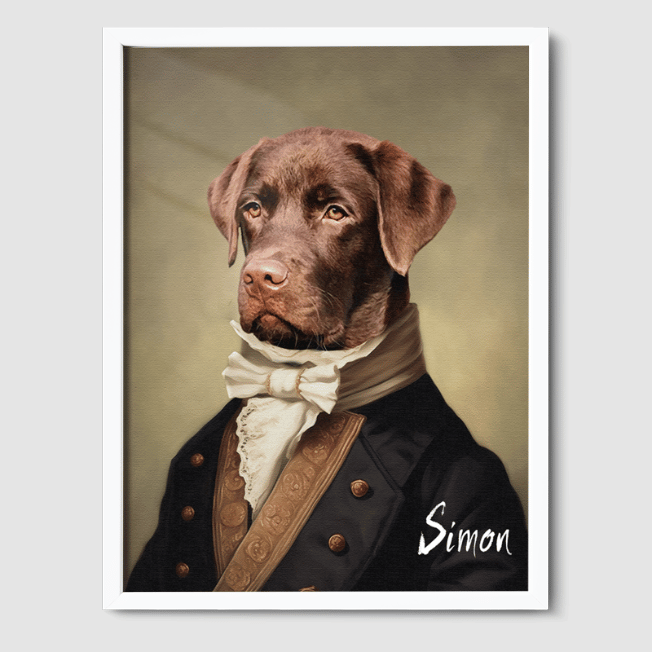 Royal Pet Portrait  PetPortraits.com The Noble 8" x 10" Poster - White Frame