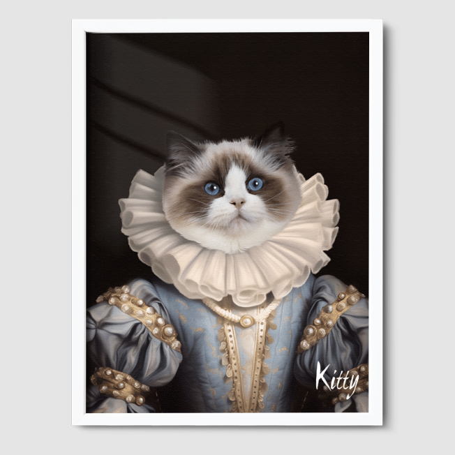 Royal Pet Portrait  PetPortraits.com The Princess 8" x 10" Poster - White Frame