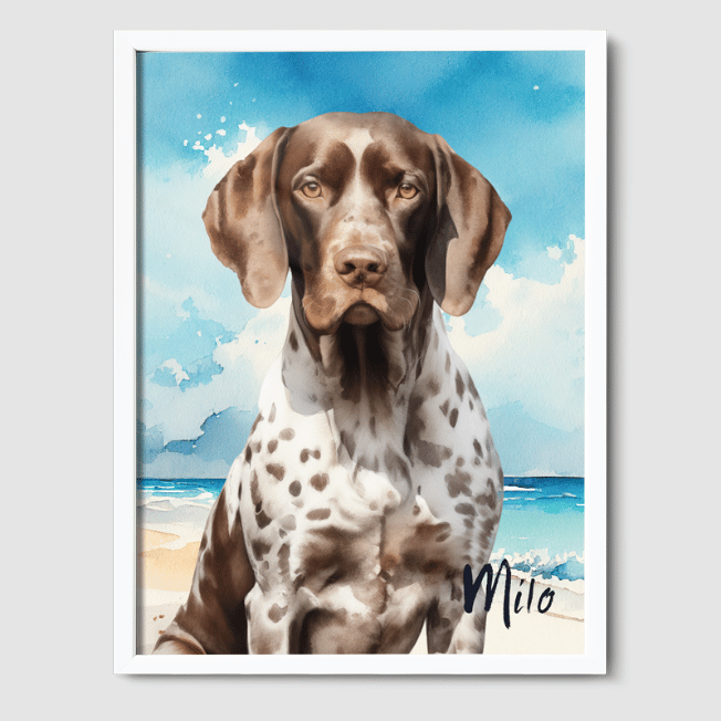 Watercolor Coastal Calm Poster One, Two or Three Pets Poster One 8"x10" White