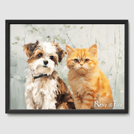Classic Green Garden Poster One, Two or Three Pets Poster Two 12"x16" Black