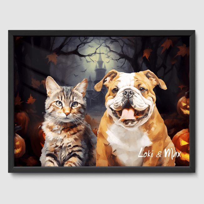 Classic 2 Pet Portrait  PetPortraits.com Custom 12" x 16" Poster - Black Frame