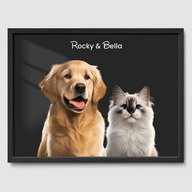 Modern Calm Charcoal Poster One, Two or Three Pets Poster Two 12"x16" Black