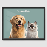 Modern Sage Serenity Poster One, Two or Three Pets Poster Two 12"x16" Black